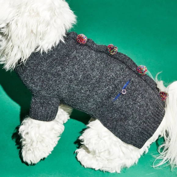 New! Ware of The Dog-Pom Pom Cardigan - Picture 2 of 11